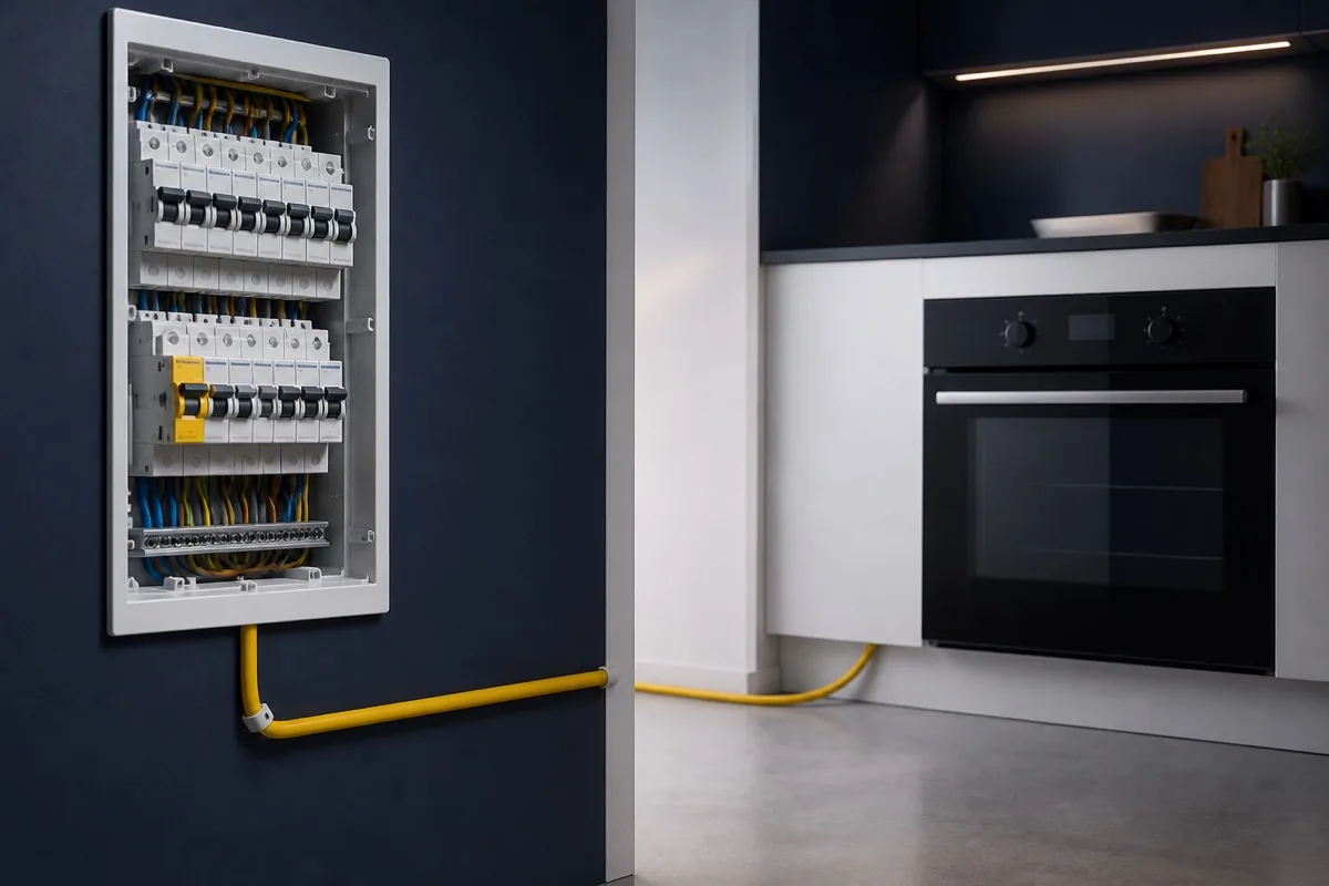 Tablou electric cu circuit separat către un cuptor încorporabil